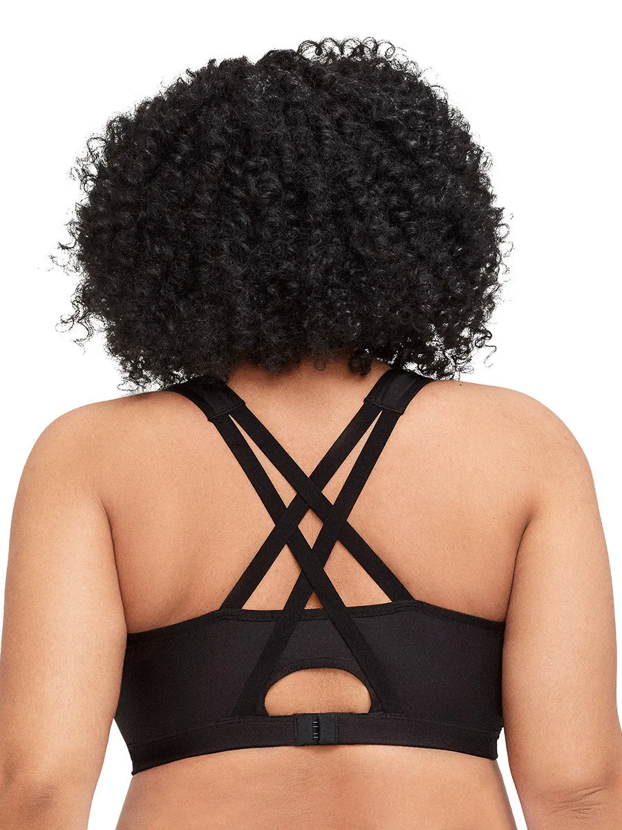 Glamorise Bra 9266 - Zip Up Front-Closure Sports Bra - Black