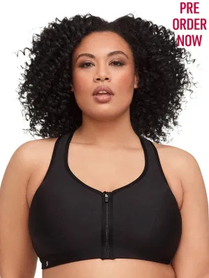 Glamorise Bra 9266 - Zip Up Front-Closure Sports Bra - Black