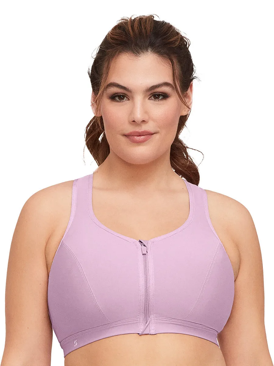 Glamorise Bra 9266 - Zip Up Front-Closure Sports Bra - Lavender