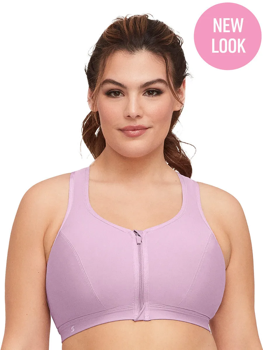 Glamorise Bra 9266 - Zip Up Front-Closure Sports Bra - Lavender