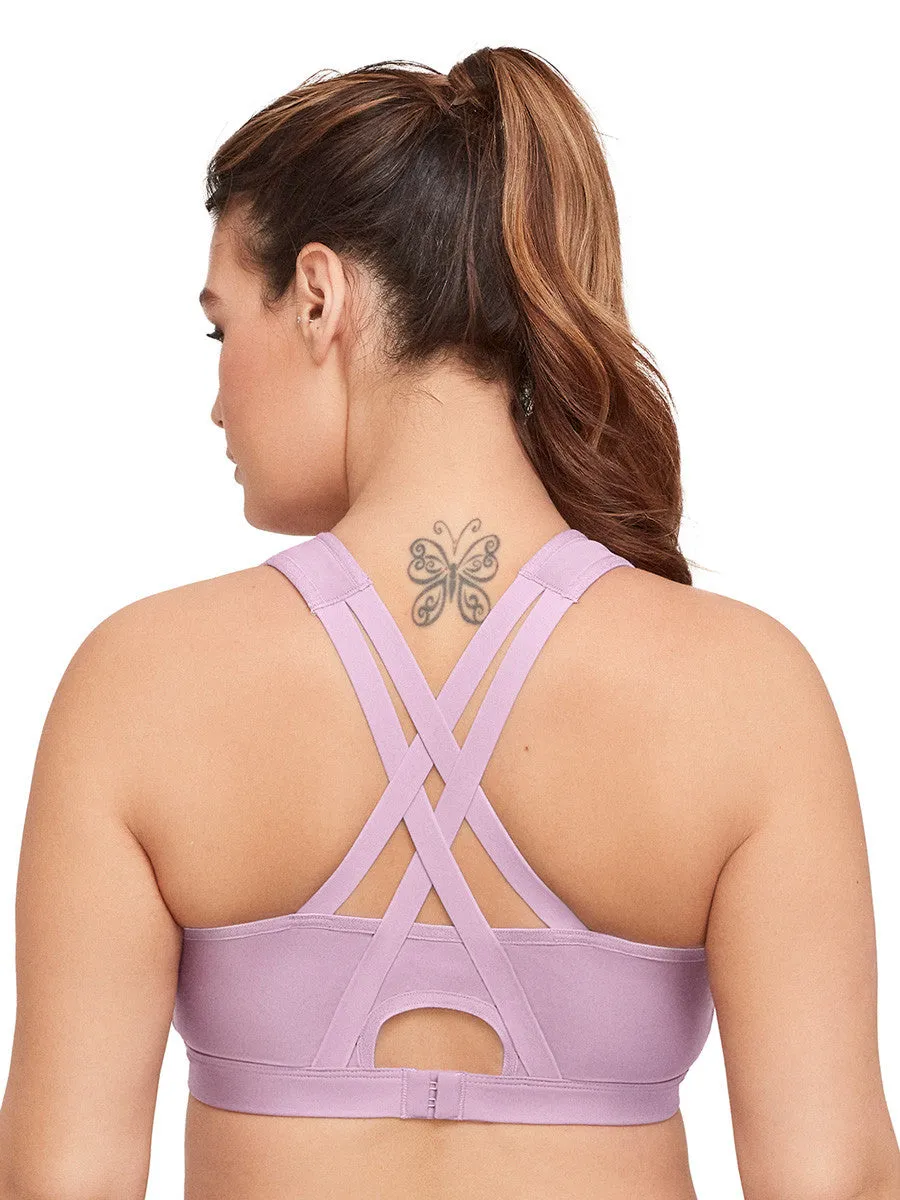 Glamorise Bra 9266 - Zip Up Front-Closure Sports Bra - Lavender