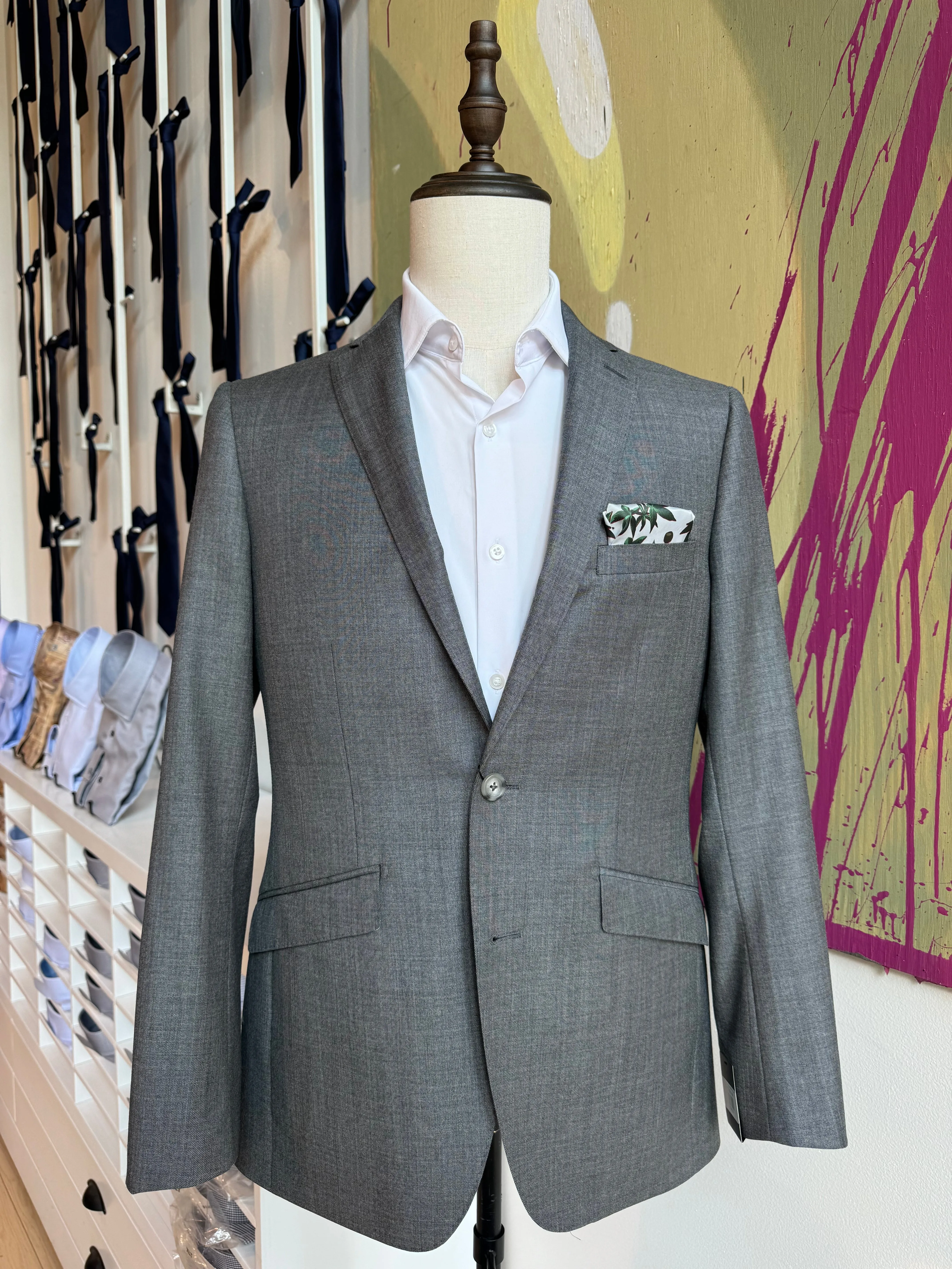 Gray Sharkskin Premium Italian Suit Coat