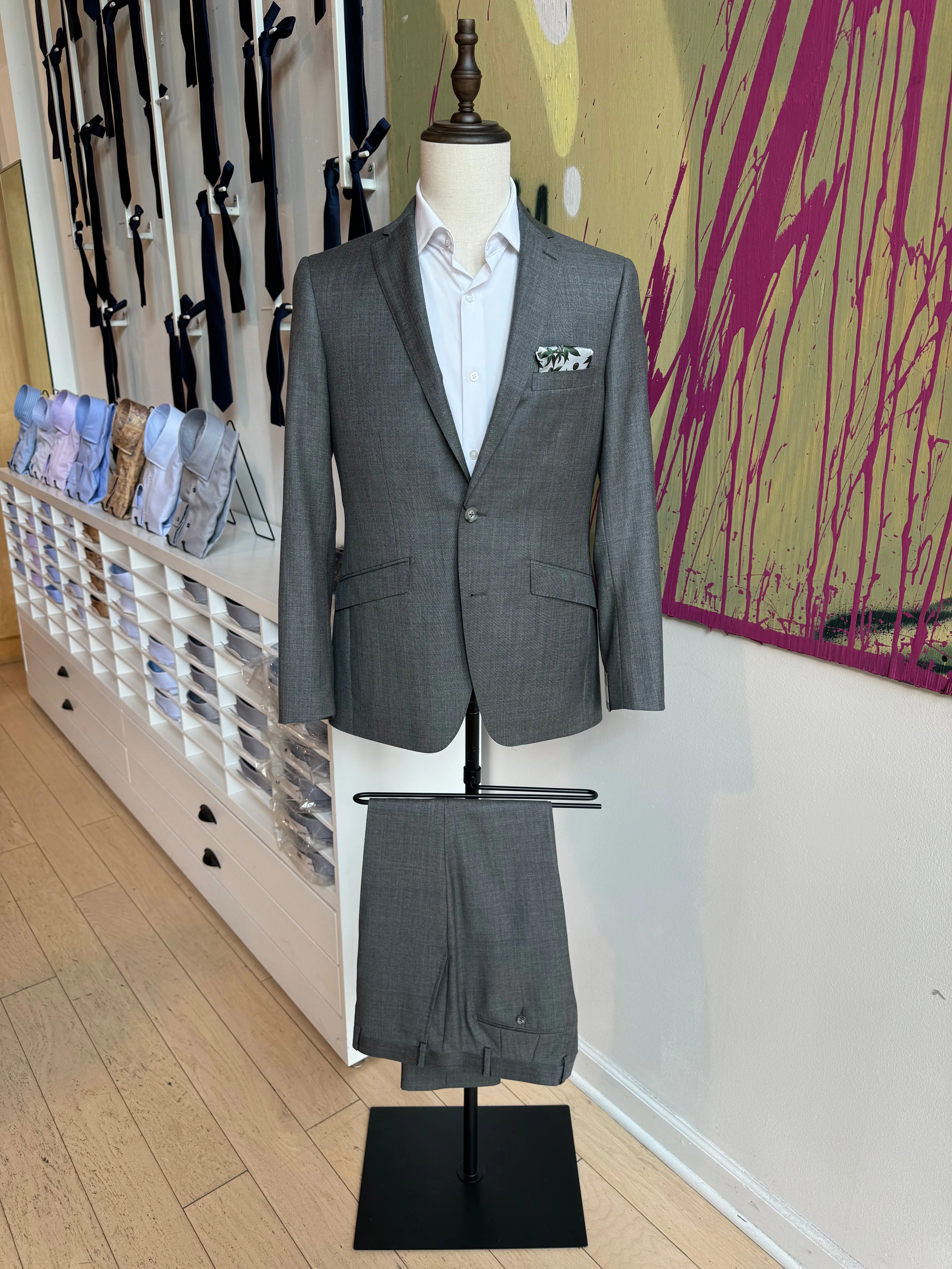 Gray Sharkskin Premium Italian Suit Coat