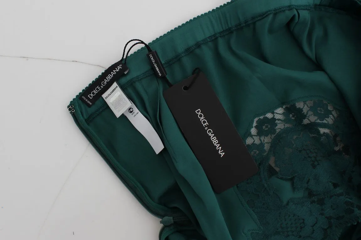 Green Silk Stretch Lace Lingerie Mini Shorts