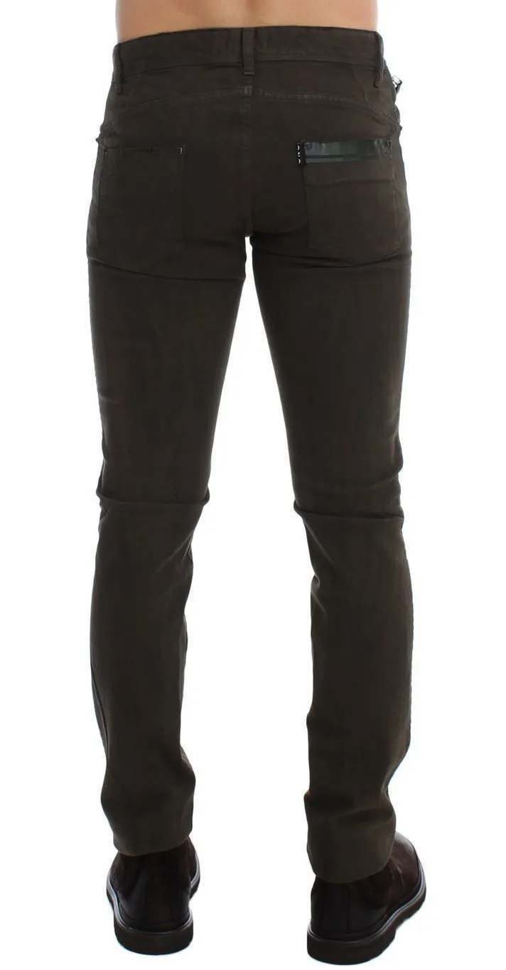 Green Slim Fit Cotton Stretch Denim Jeans