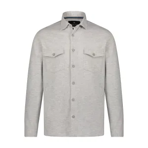 Grey and White Melange Cotton Stretch Shirt Jacket
