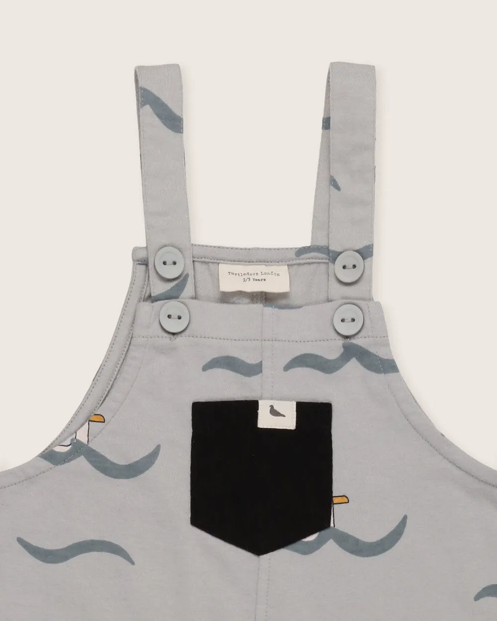 Grey Seagull Print Dungarees