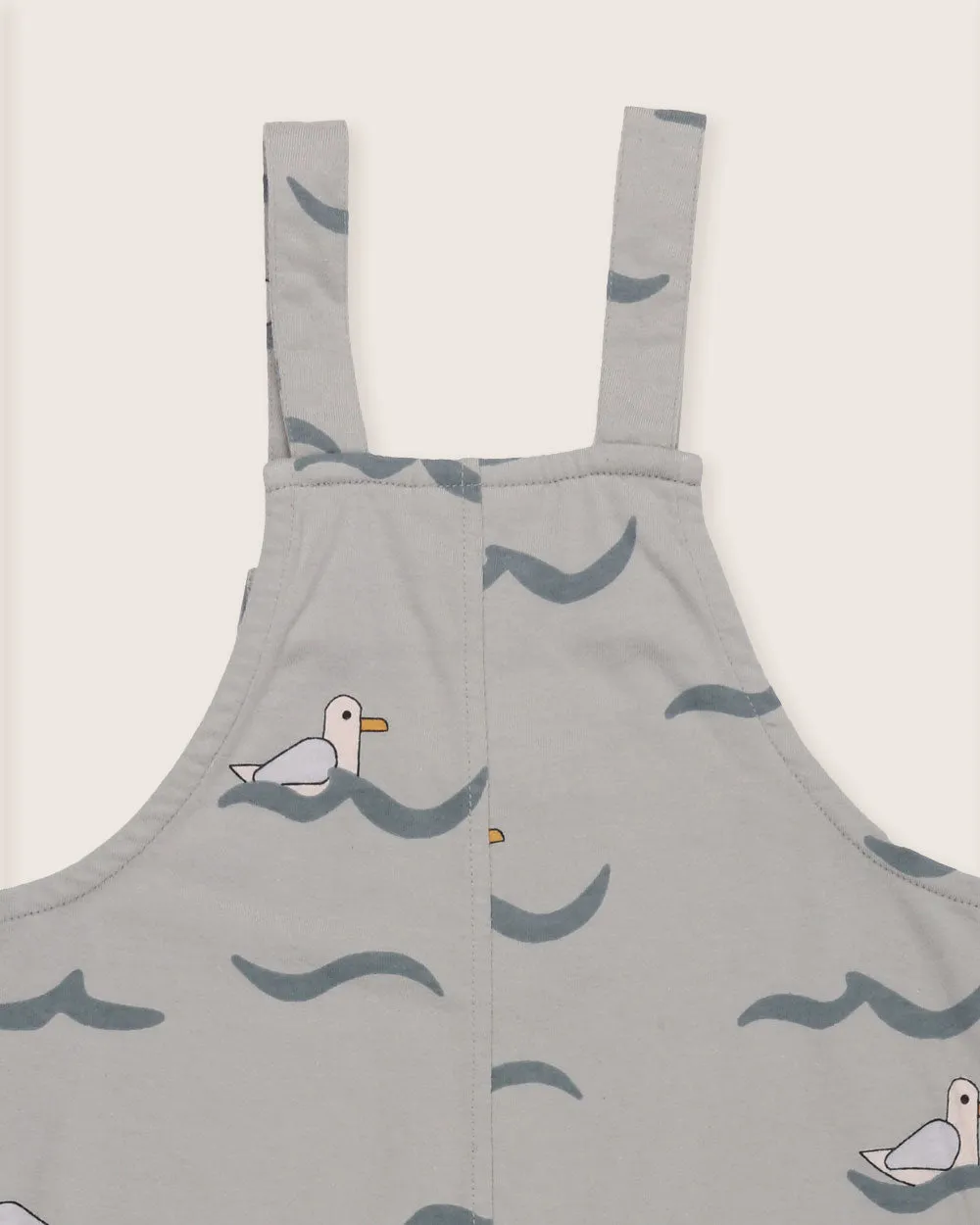 Grey Seagull Print Dungarees