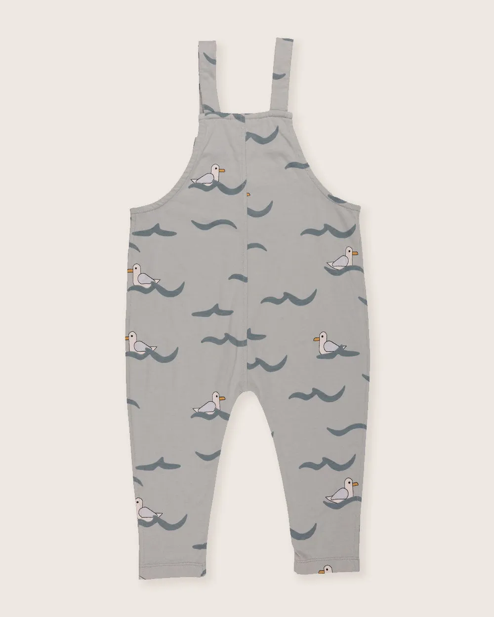 Grey Seagull Print Dungarees