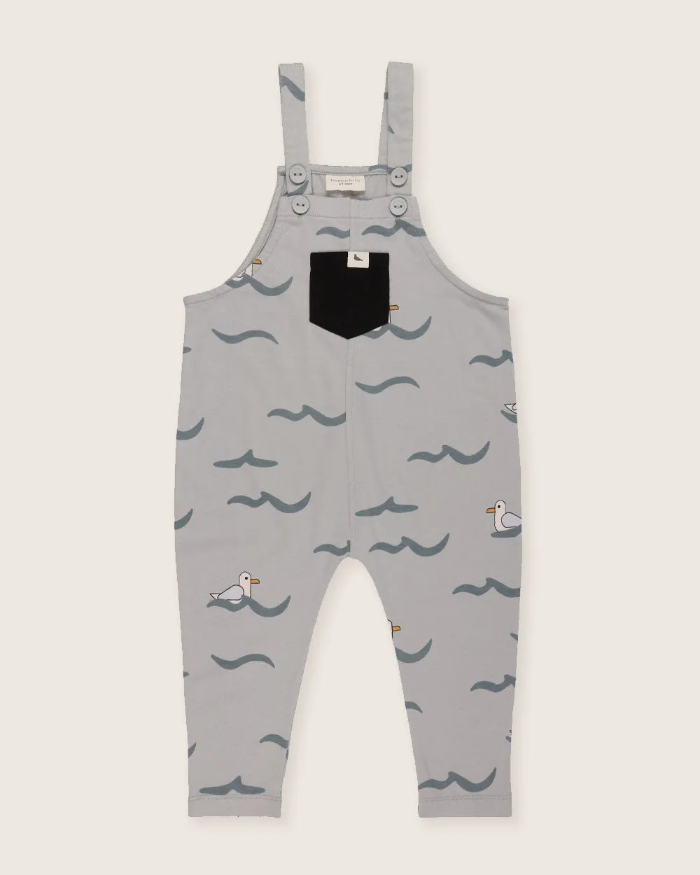 Grey Seagull Print Dungarees