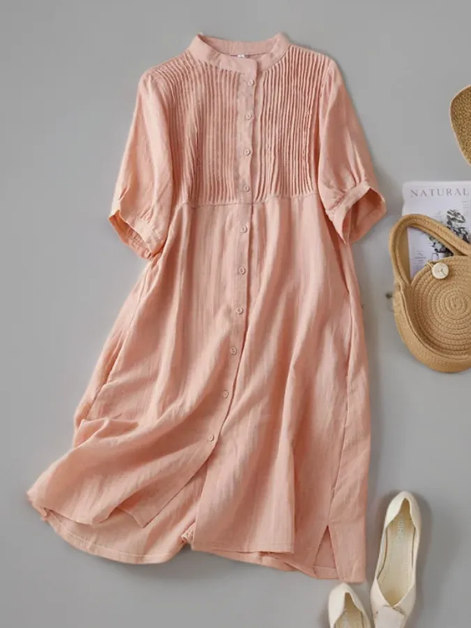 Hana - Artistic Retro Pleated Dress