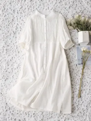 Hana - Artistic Retro Pleated Dress