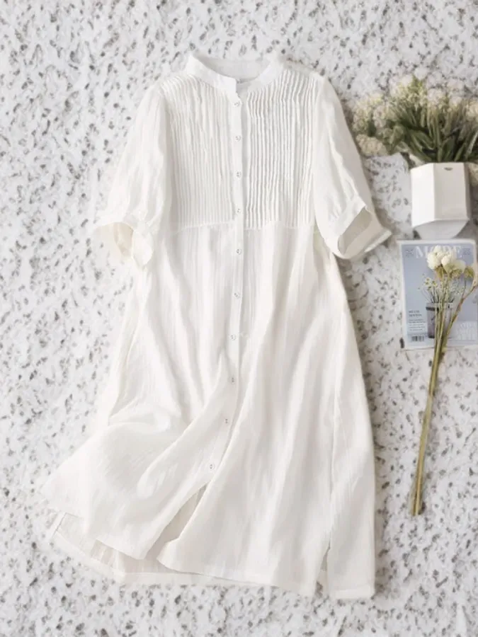 Hana - Artistic Retro Pleated Dress