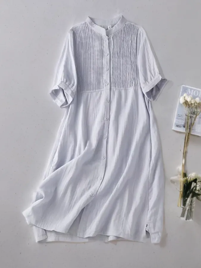 Hana - Artistic Retro Pleated Dress