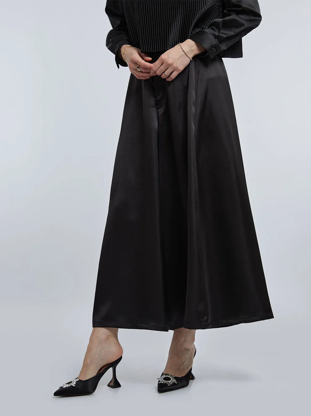 HARA WIDE LEG PANTS PLAIN BLACK