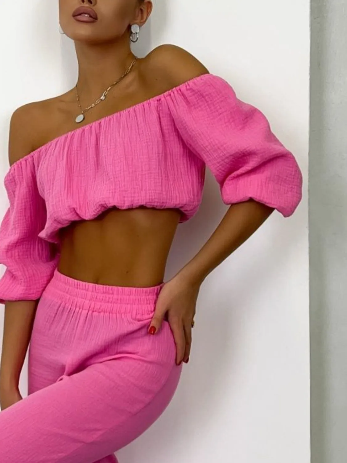 Hazel Blues® |  Off Shoulder Long Sleeve Top and Pants Set