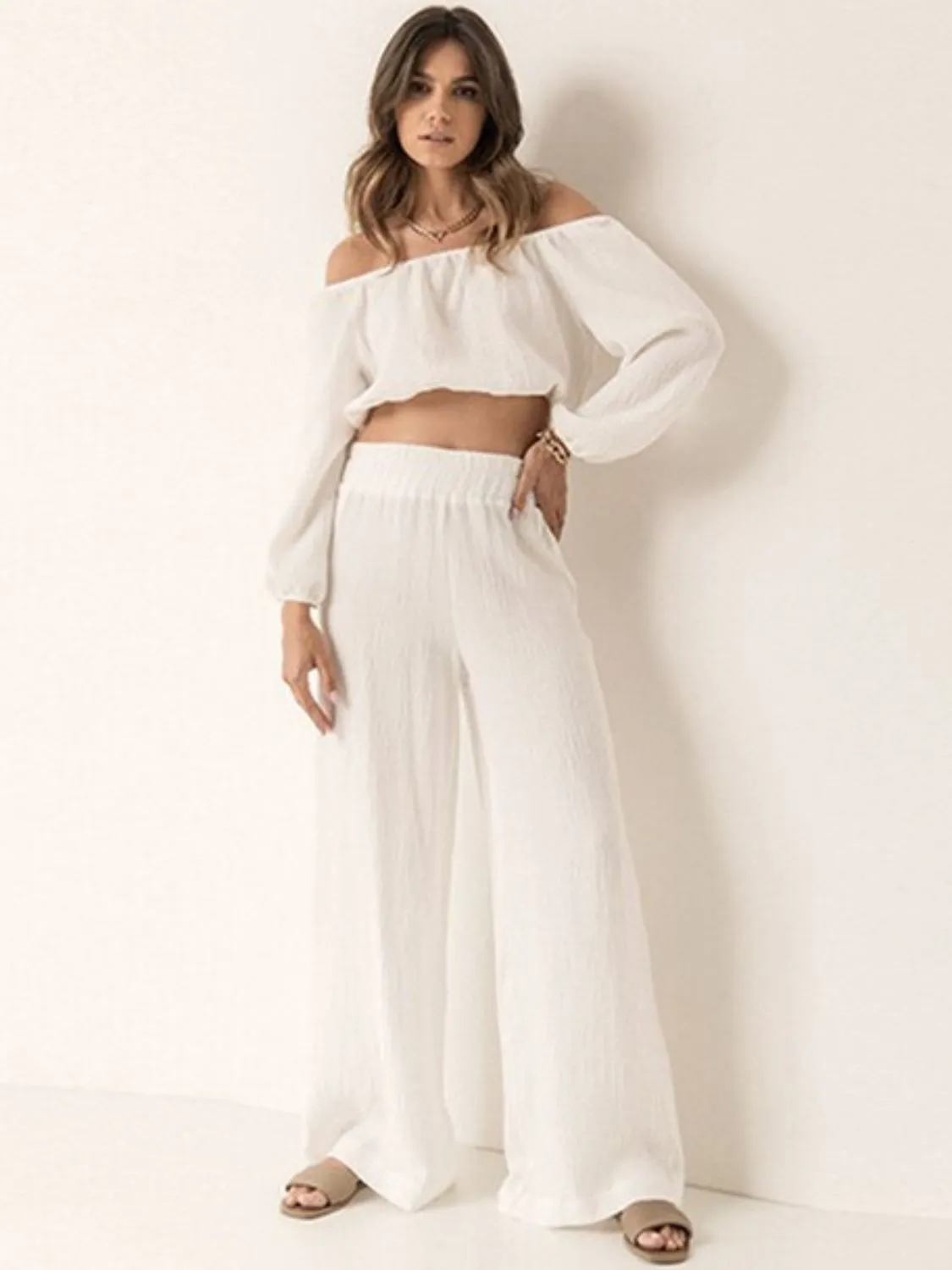 Hazel Blues® |  Off Shoulder Long Sleeve Top and Pants Set