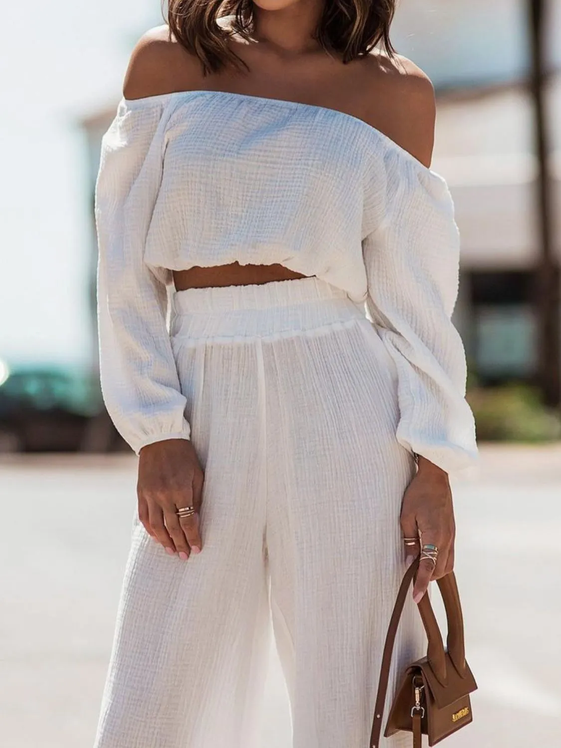 Hazel Blues® |  Off Shoulder Long Sleeve Top and Pants Set