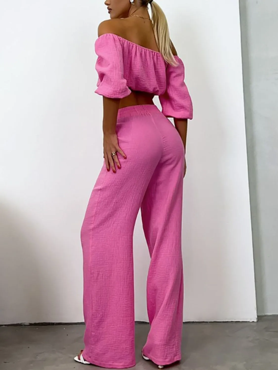 Hazel Blues® |  Off Shoulder Long Sleeve Top and Pants Set