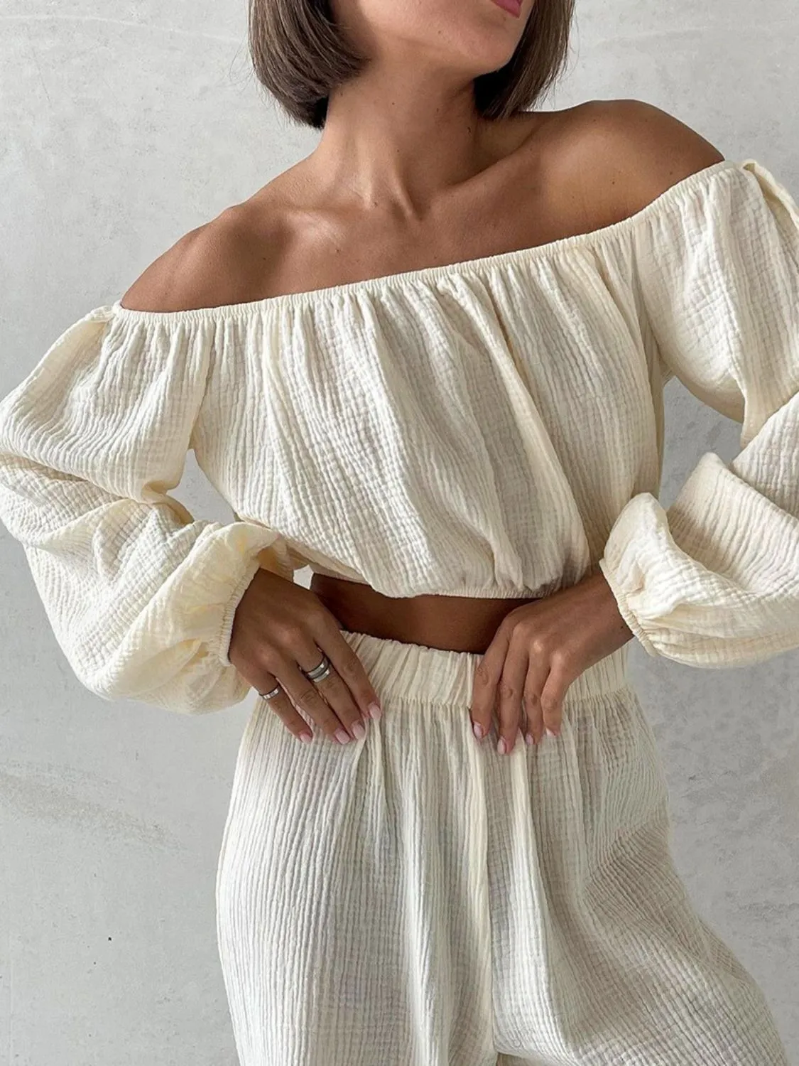 Hazel Blues® |  Off Shoulder Long Sleeve Top and Pants Set