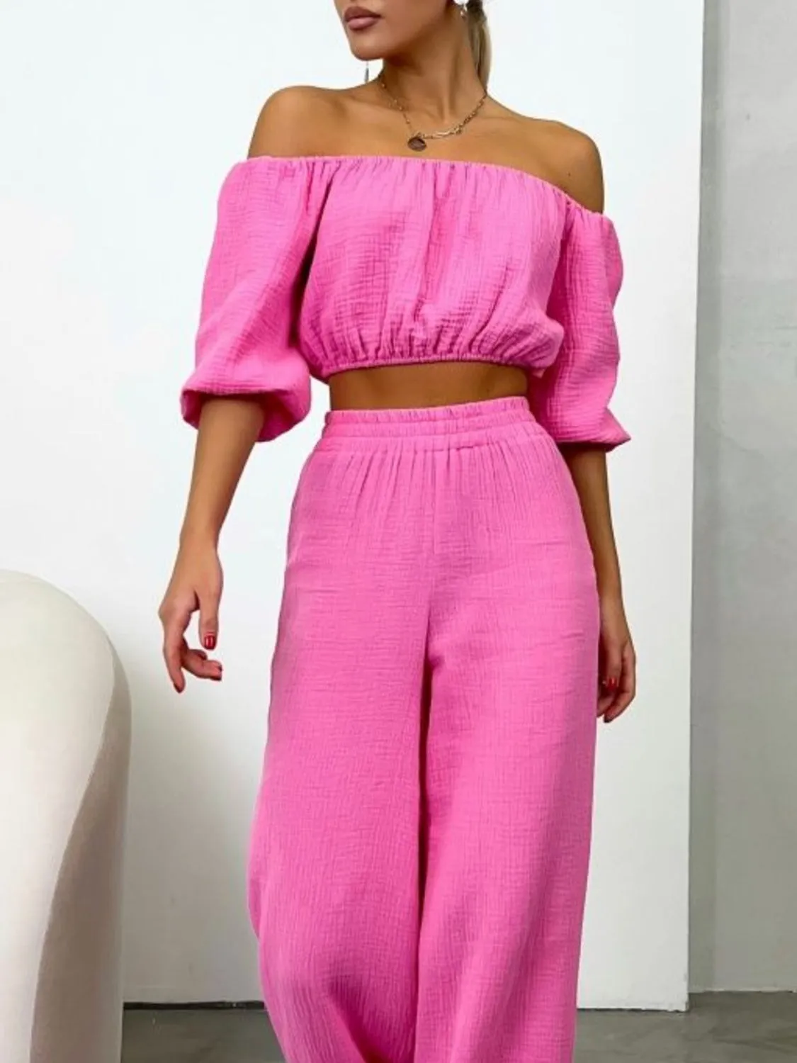Hazel Blues® |  Off Shoulder Long Sleeve Top and Pants Set