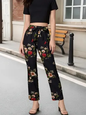 Hazel Blues® |  Tied Floral Straight Pants