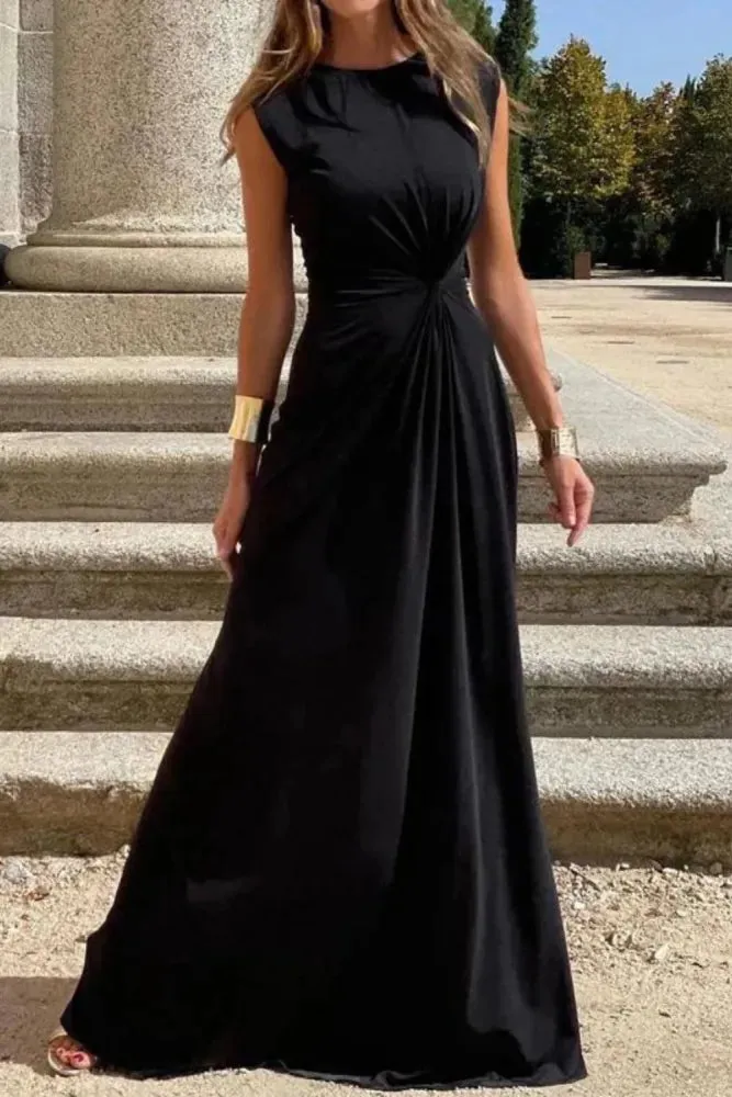 Hazel - Elegant long sleeve dress with lapels and plain V-neck for women