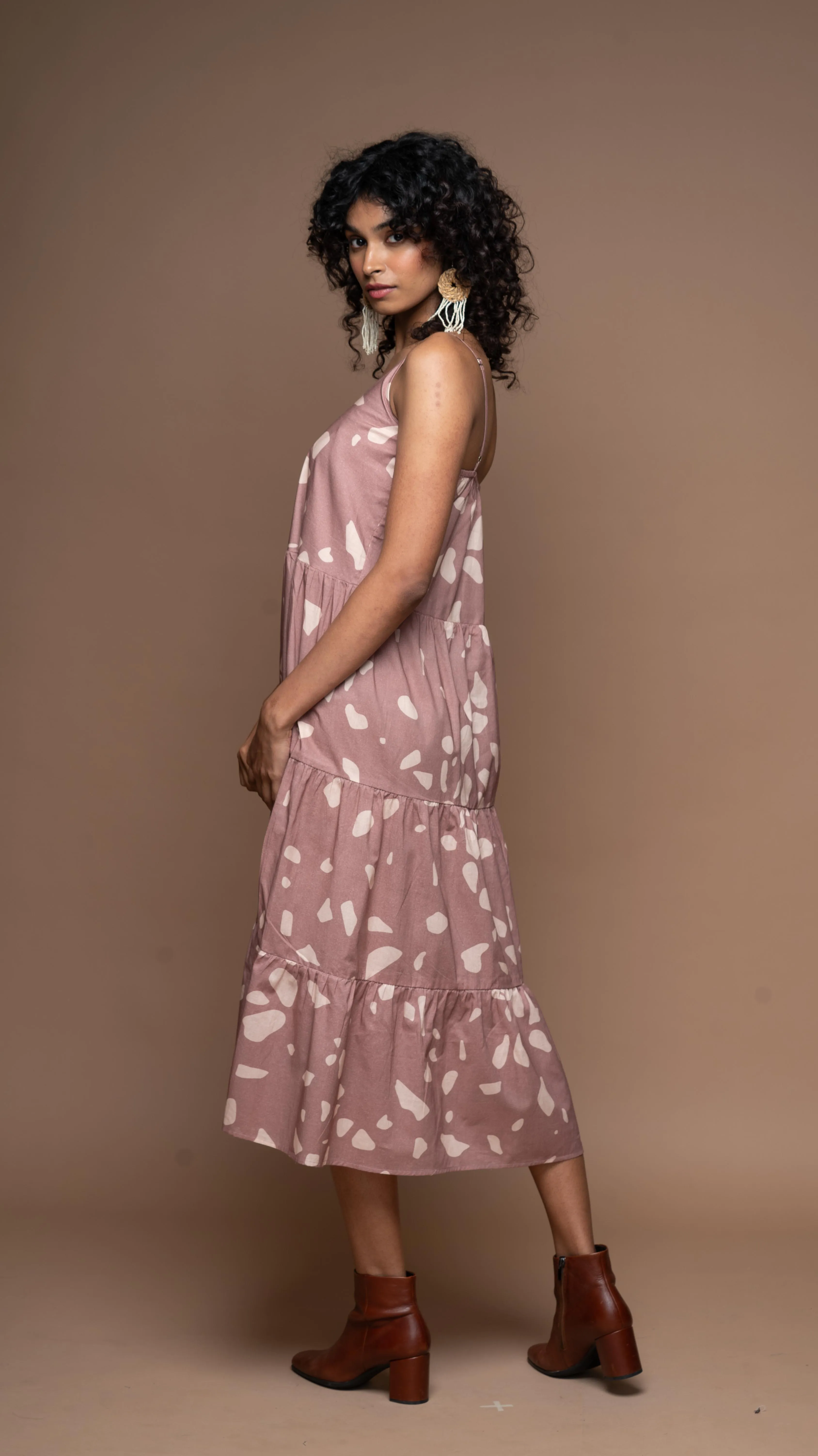 Heatwave Haven Midi Boho Dress in Terrazzo Love Pattern