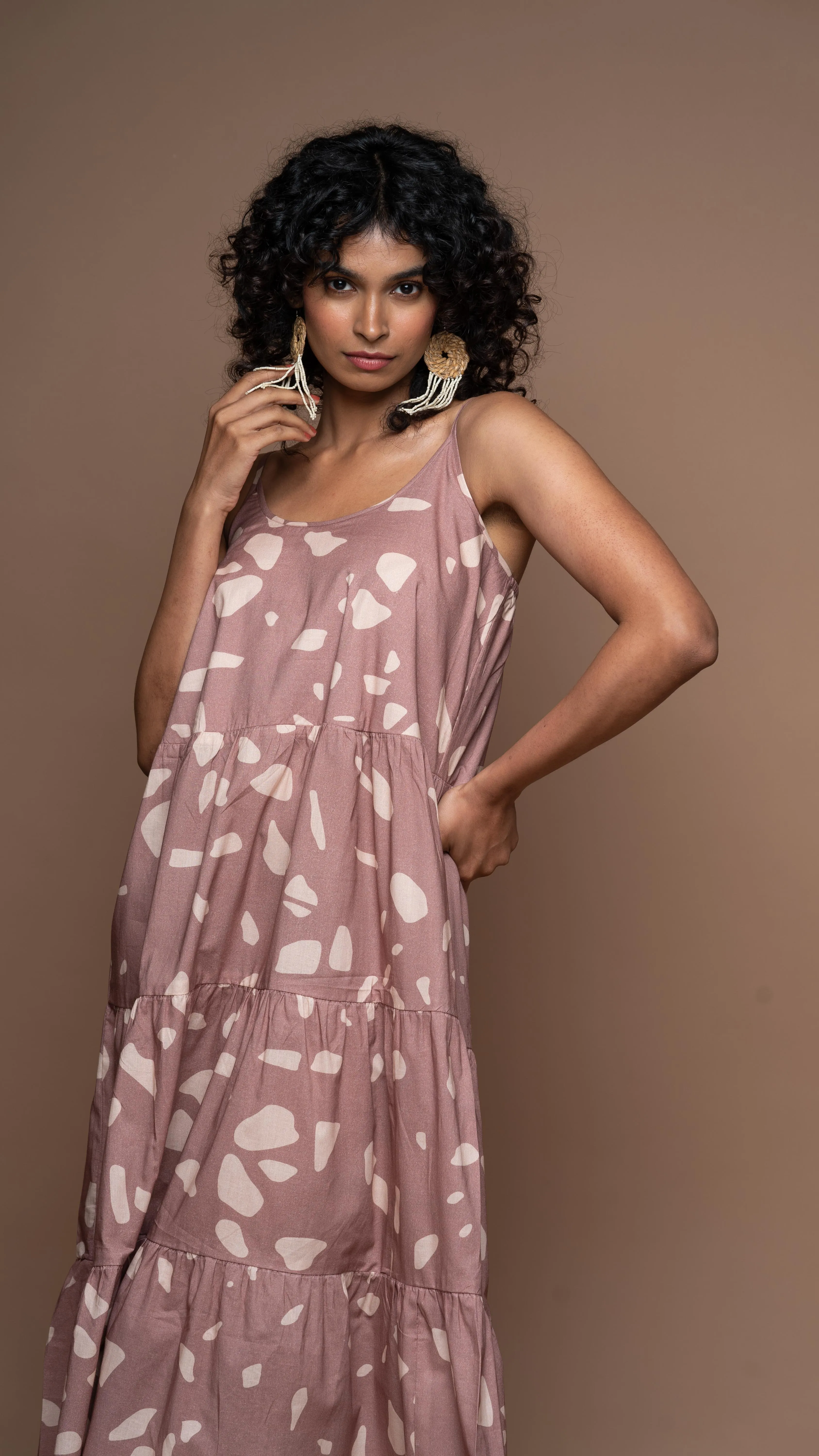 Heatwave Haven Midi Boho Dress in Terrazzo Love Pattern