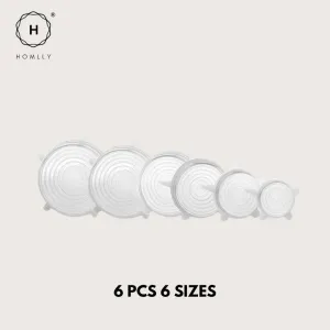 Homlly Basic Reusable Silicone Bowl Lids for Bowls Pots Cups (6 Pcs 6 Sizes)