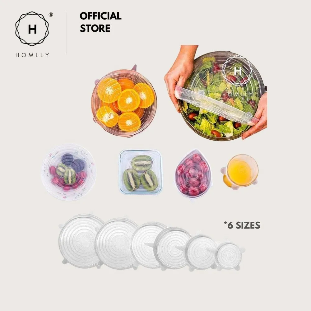 Homlly Basic Reusable Silicone Bowl Lids for Bowls Pots Cups (6 Pcs 6 Sizes)