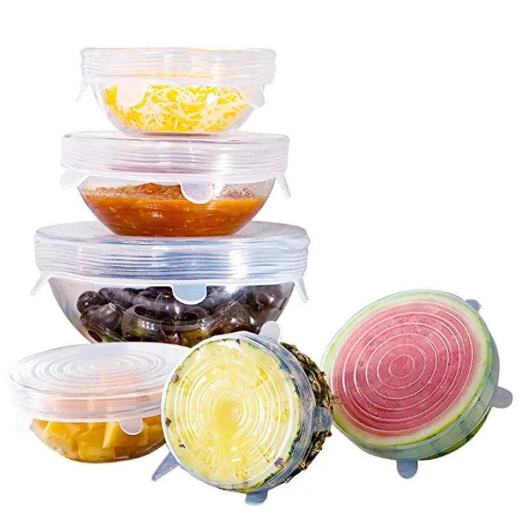Homlly Basic Reusable Silicone Bowl Lids for Bowls Pots Cups (6 Pcs 6 Sizes)