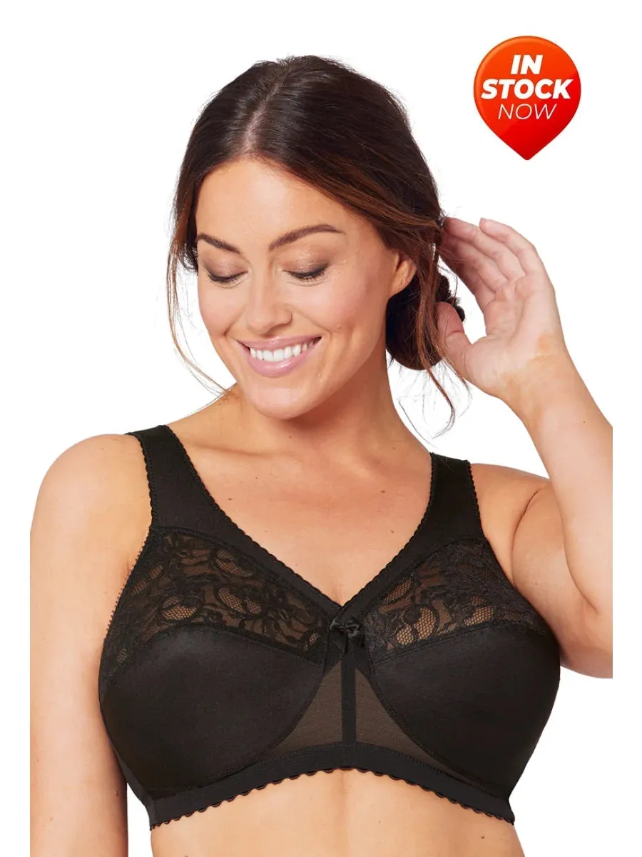 In Stock Glamorise Bra 1000 - Feel The Magic Wire-Free Support - Black