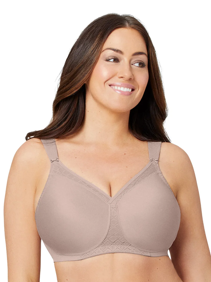 In Stock  Glamorise Bra 1080 - Everyday Seamless Support T-Shirt Bra - Taupe