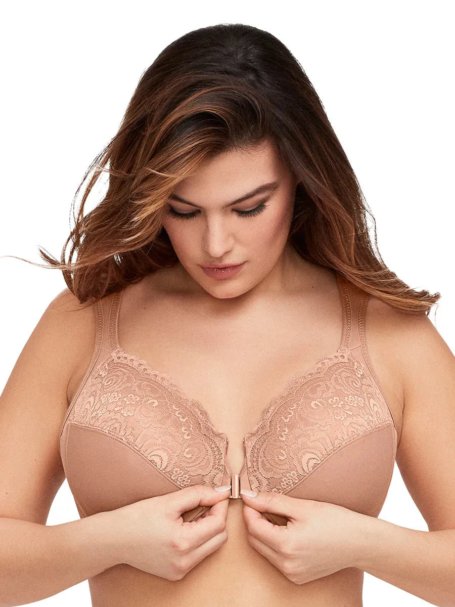 In Stock Glamorise Bra 1245 - Wonderwire Front Close Bra - Cappuccino