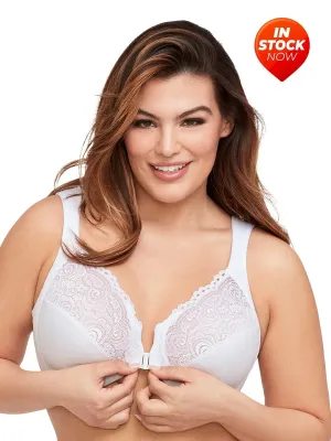 In Stock Glamorise Bra 1245 - Wonderwire Front Close Bra - White
