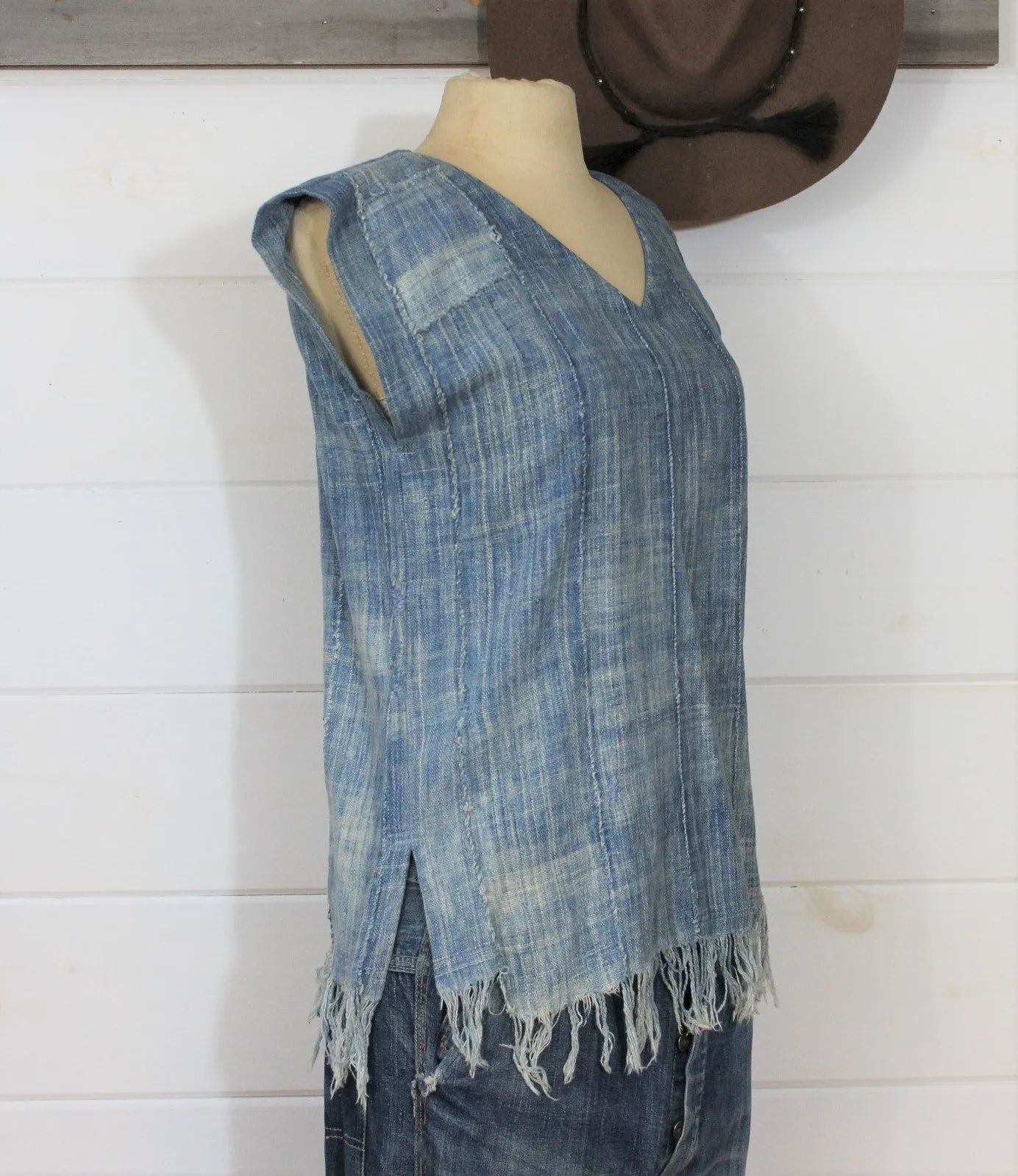 Indigo Mossi Fringe Top