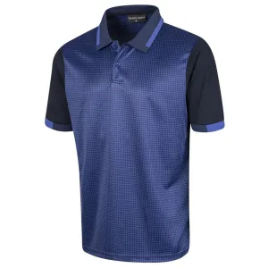 Island Green Mens Dog Tooth Check Polo Shirt - Violet/Navy