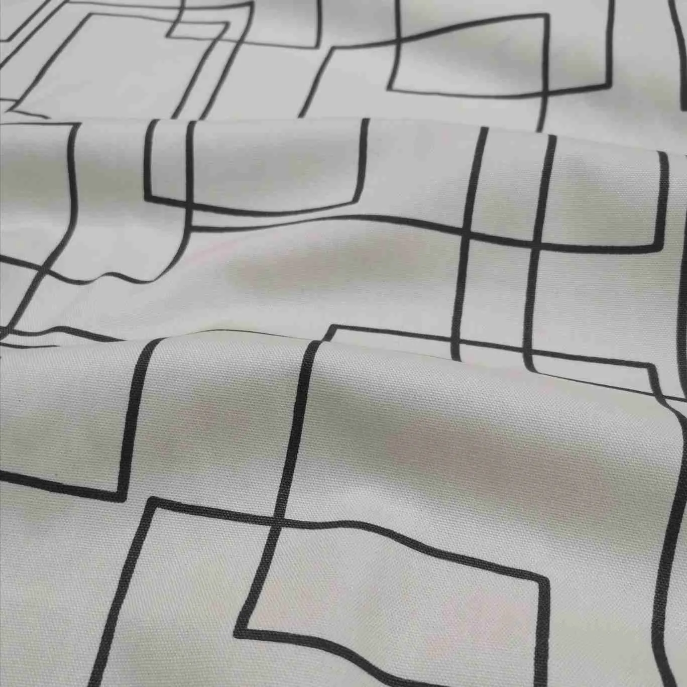 Japanese Cotton Oxford, Linear Quadrilaterals, White