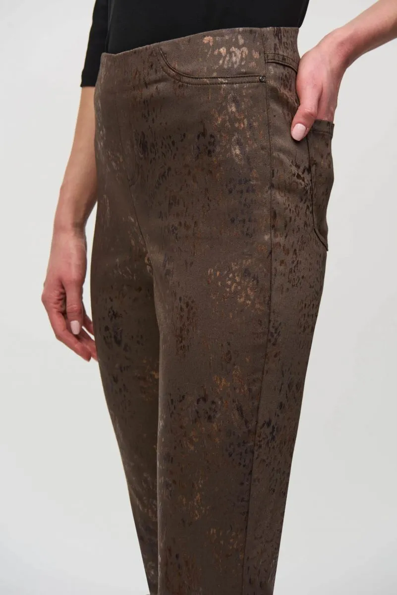 Joseph Ribkoff Brown/Multi Foiled Animal Print Denim Pants 244945