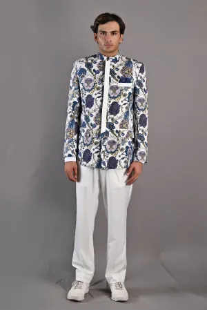 Karl Multi Printed Bandhgala Jacket Set with pant