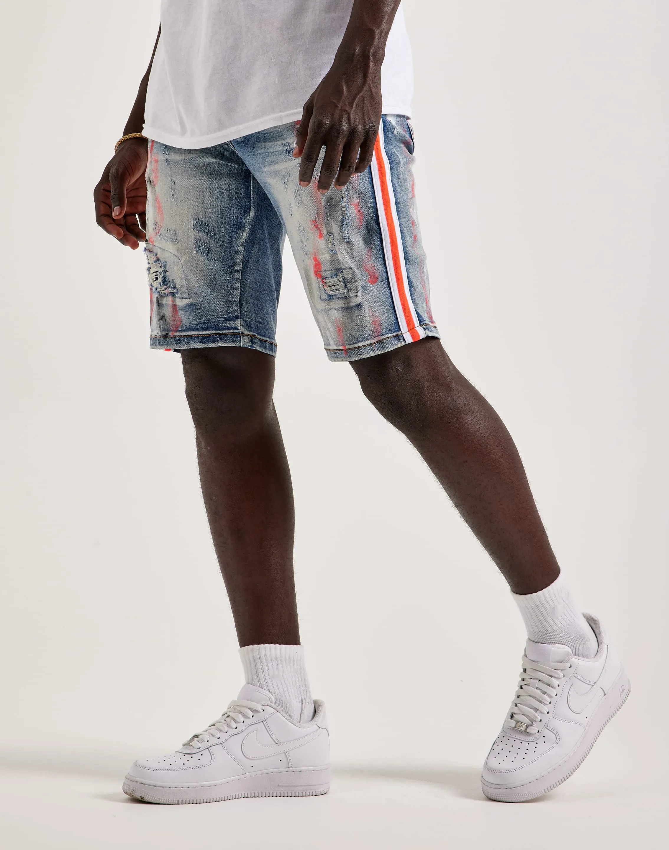 Kilogram Paint Rips Denim Shorts