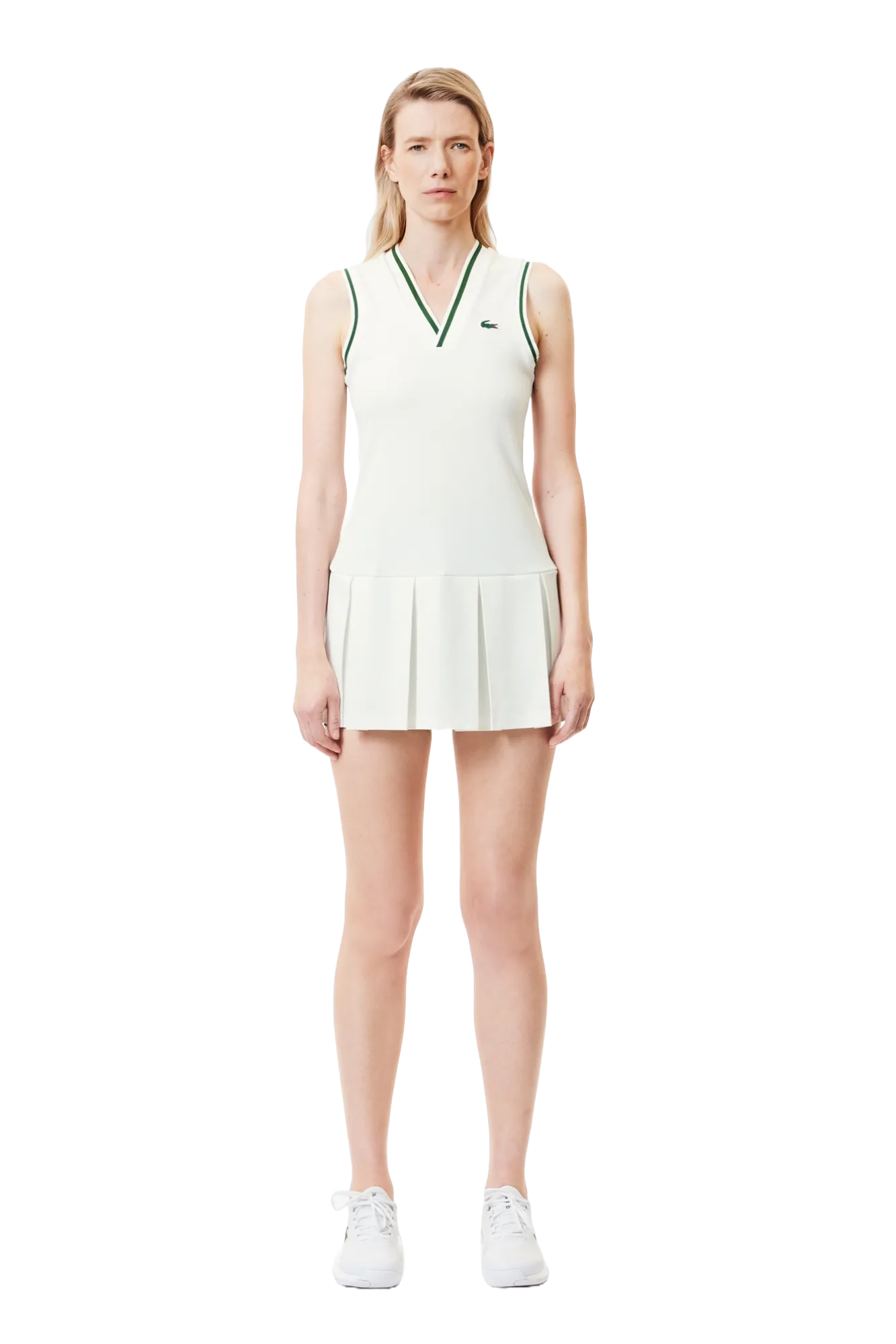 LACOSTE WOMENS SPORT DRESS WITH REMOVABLE PIQUÉ SHORTS