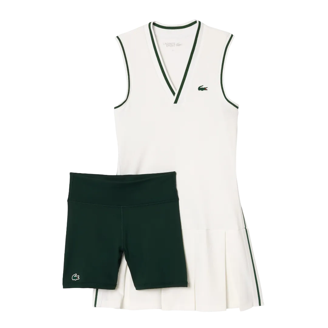 LACOSTE WOMENS SPORT DRESS WITH REMOVABLE PIQUÉ SHORTS