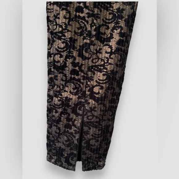 L'Agence Women's Black Gold Jyothi Velvet Split Ankle Pants Size 25 NWOT