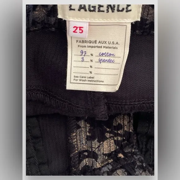 L'Agence Women's Black Gold Jyothi Velvet Split Ankle Pants Size 25 NWOT