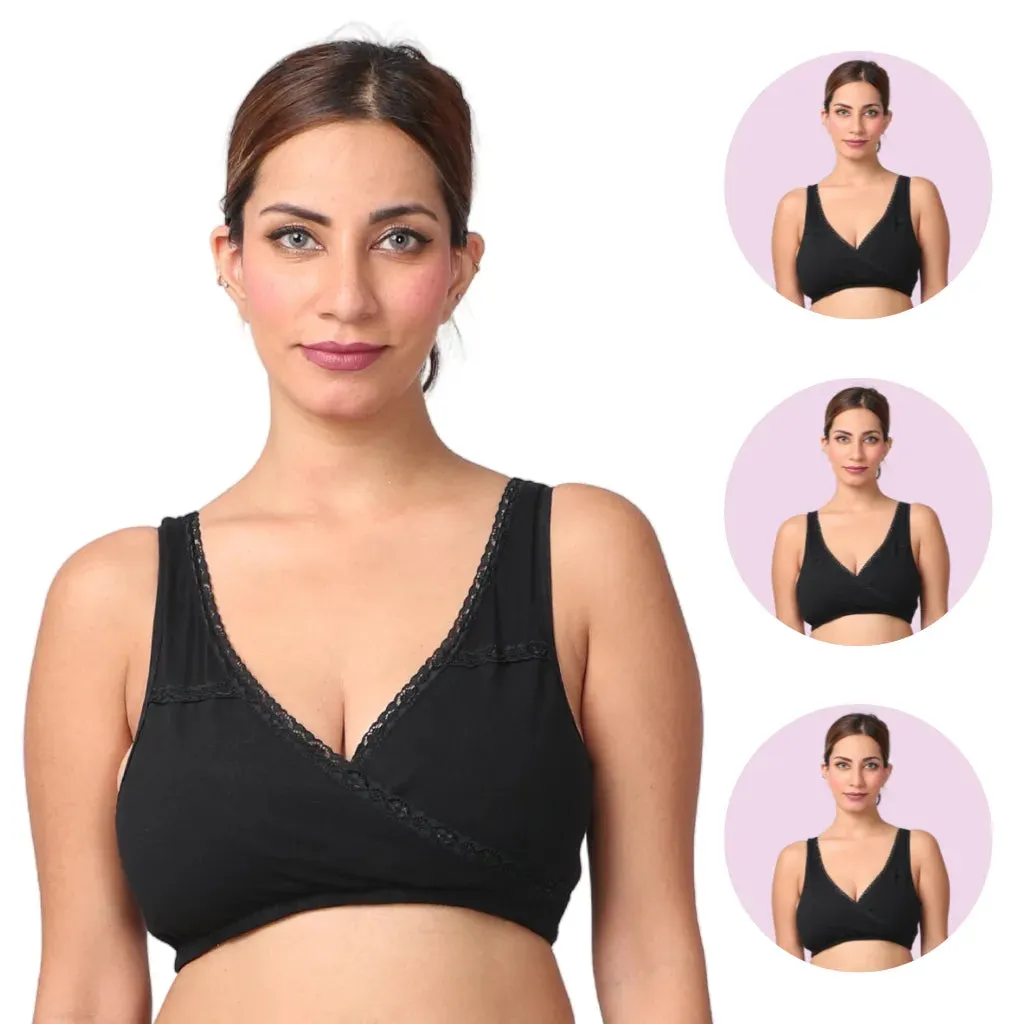 Leakproof Sleep Nursing Bra | Baby-Safe Design | Pull-Over Neckline | 3-Pack
