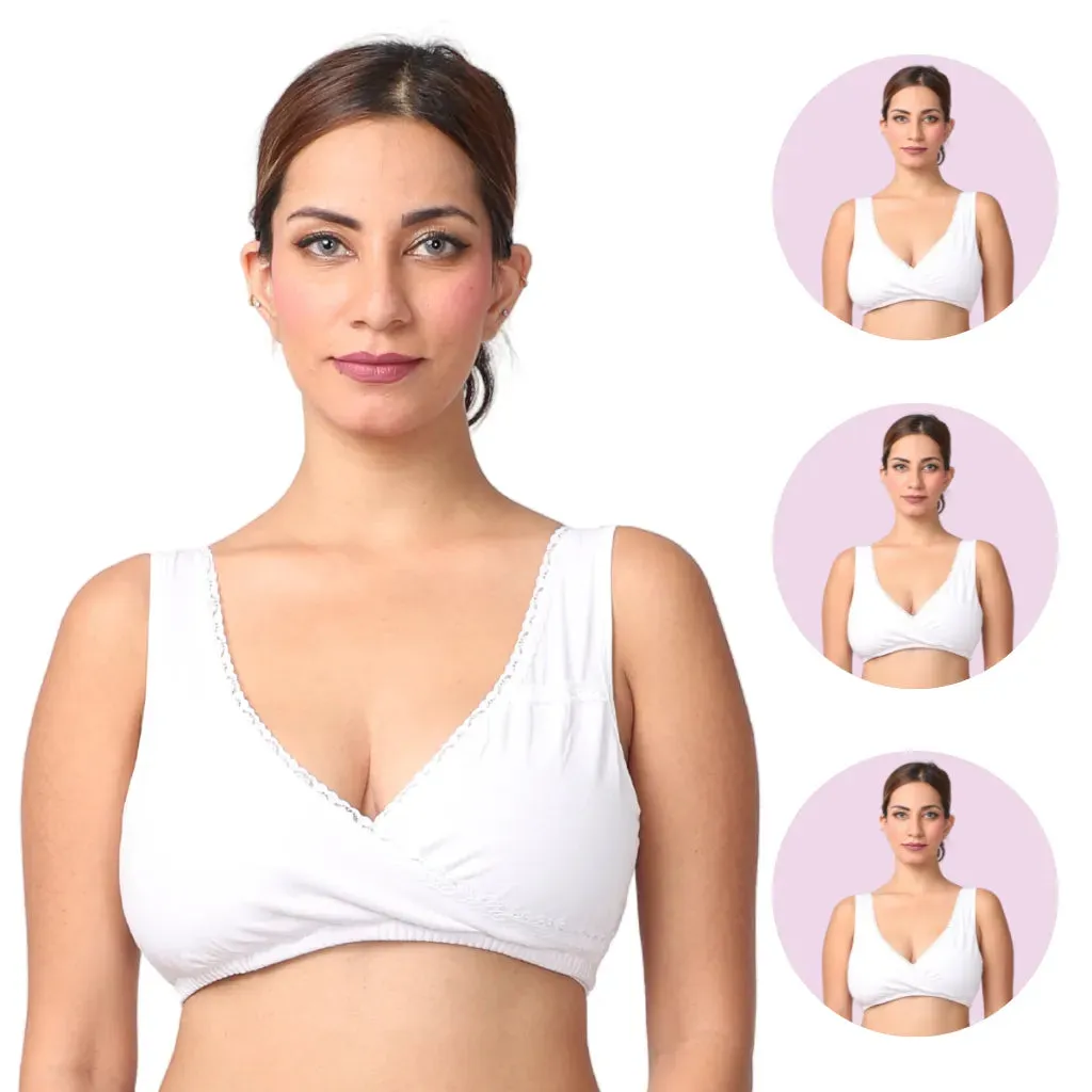 Leakproof Sleep Nursing Bra | Baby-Safe Design | Pull-Over Neckline | 3-Pack