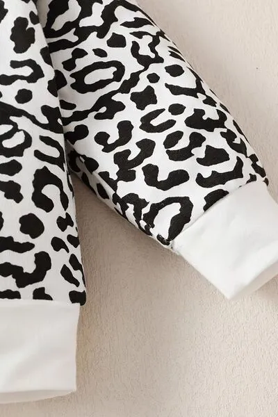 Leopard Round Neck Long Sleeve Top and Pants Set
