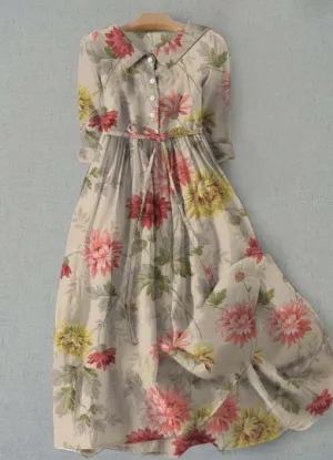Lhynne - Casual dress with botanical flowers for women